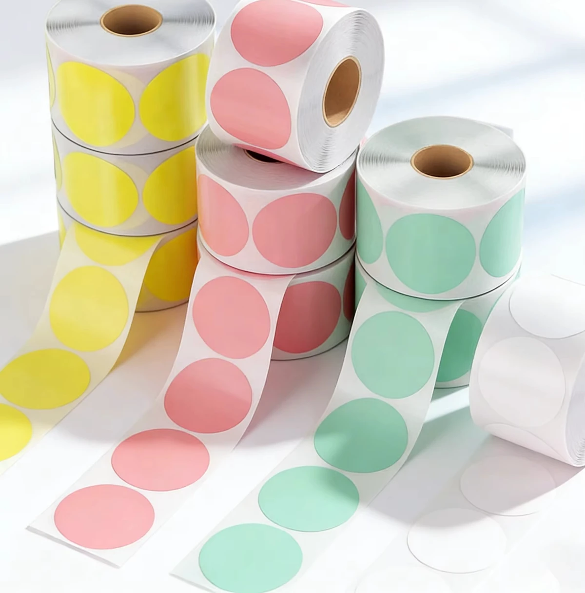 Custom Printing LOGO BRAND Colorful Self-Adhesive Heat Sensitive Paper Adhesive Label Stickers Rolls