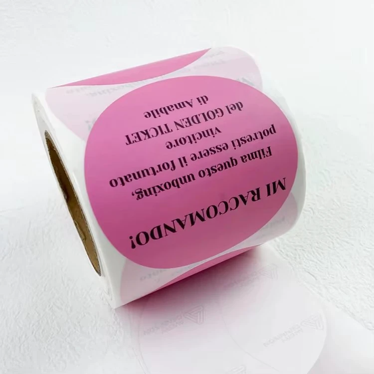 Customized Self-adhesive logo Sticker Label Printing Waterproof Roll Synthetic Paper Adhesive Round logo Sticker